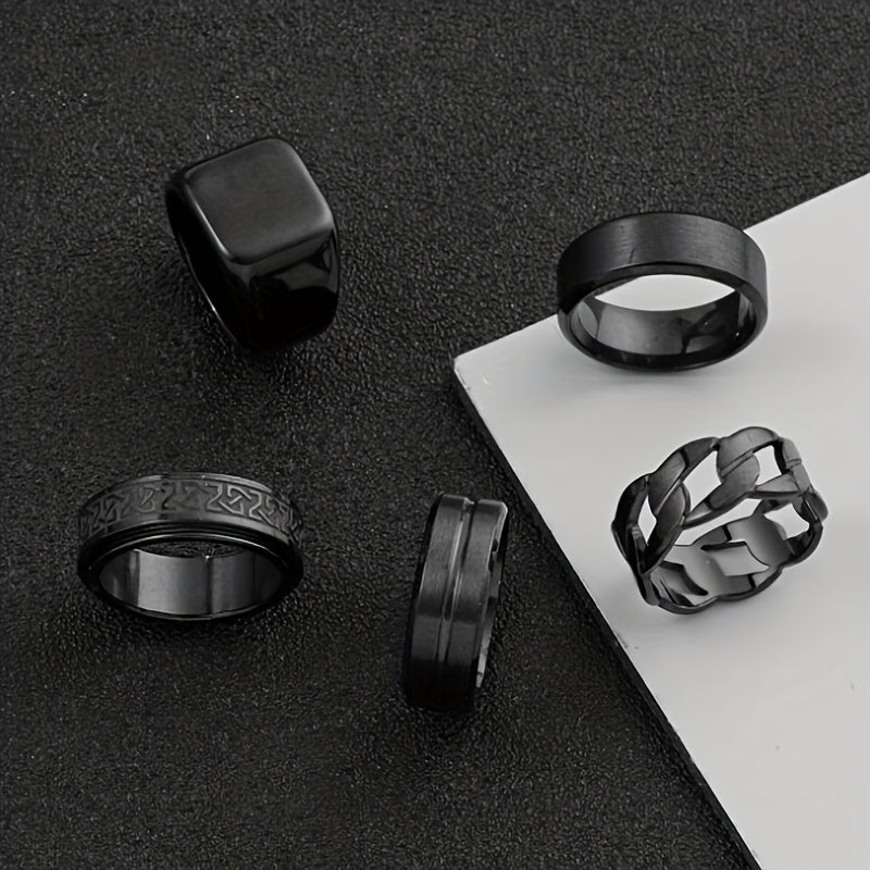 5 Stylish Stainless Steel Ring Sets