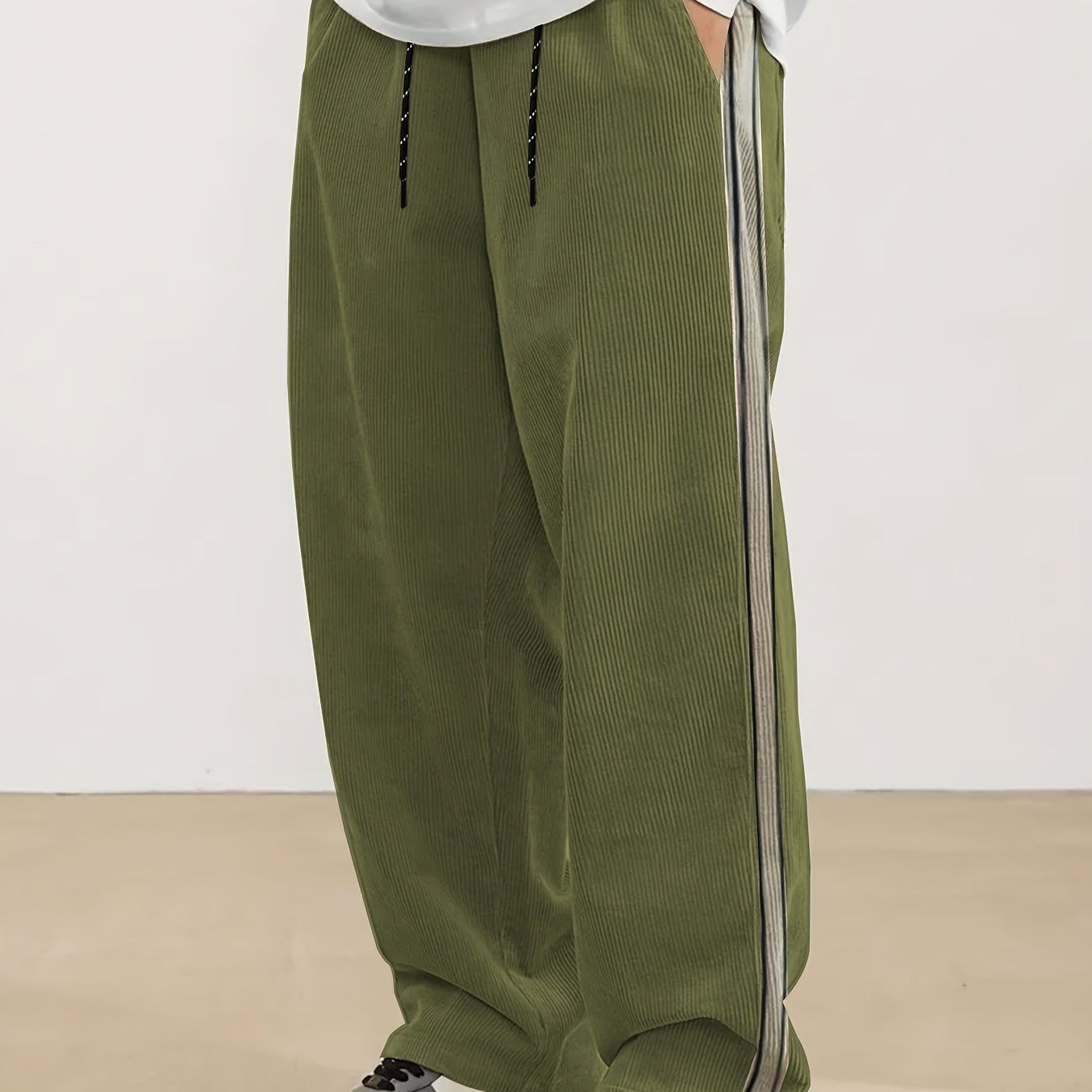 Men's Casual Straight-Leg Jacquard Striped Pants