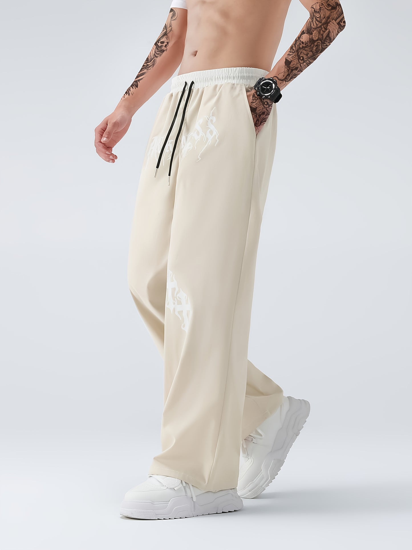 Printed Straight-Leg Pants