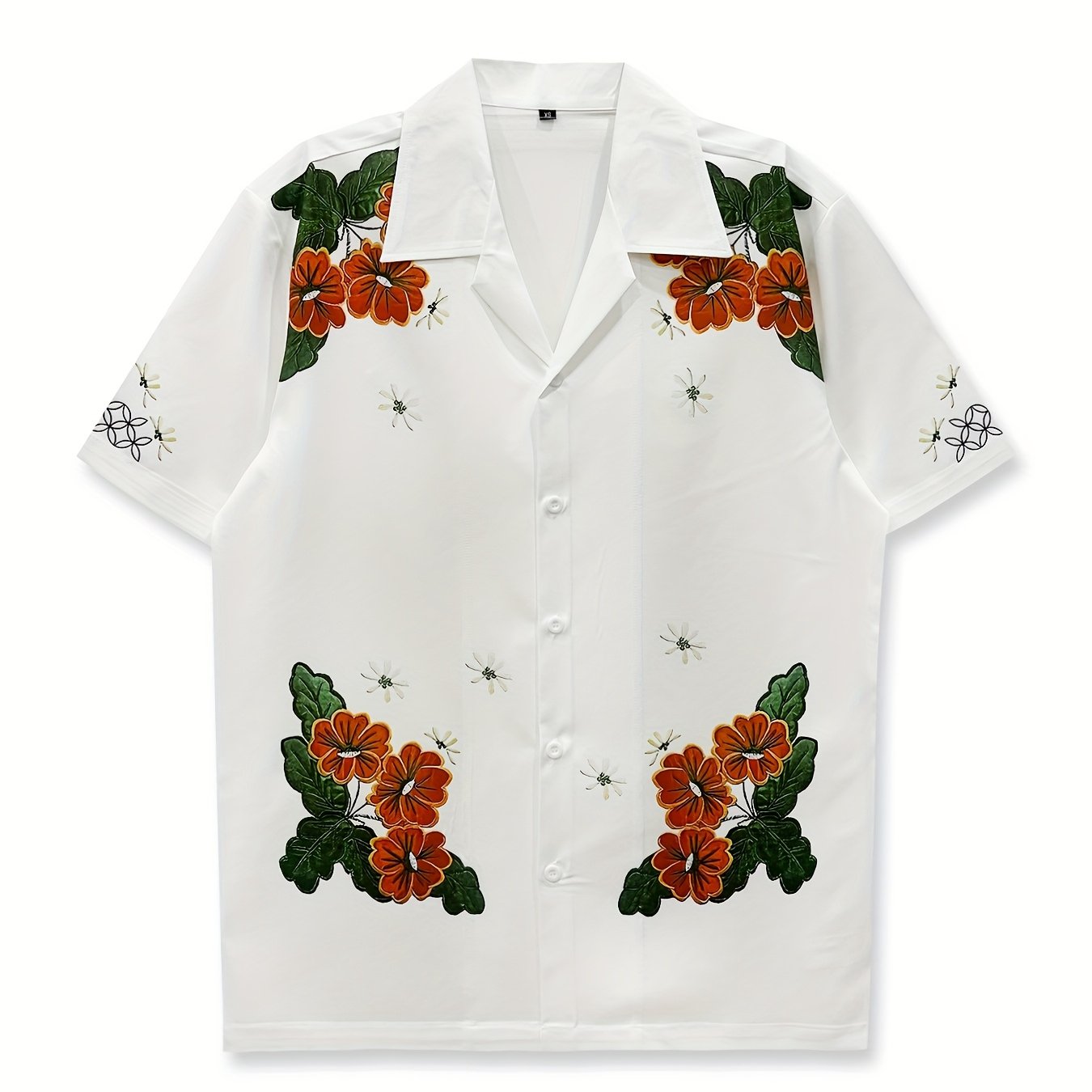 Men'S White Short Sleeve Hawaiian Shirt