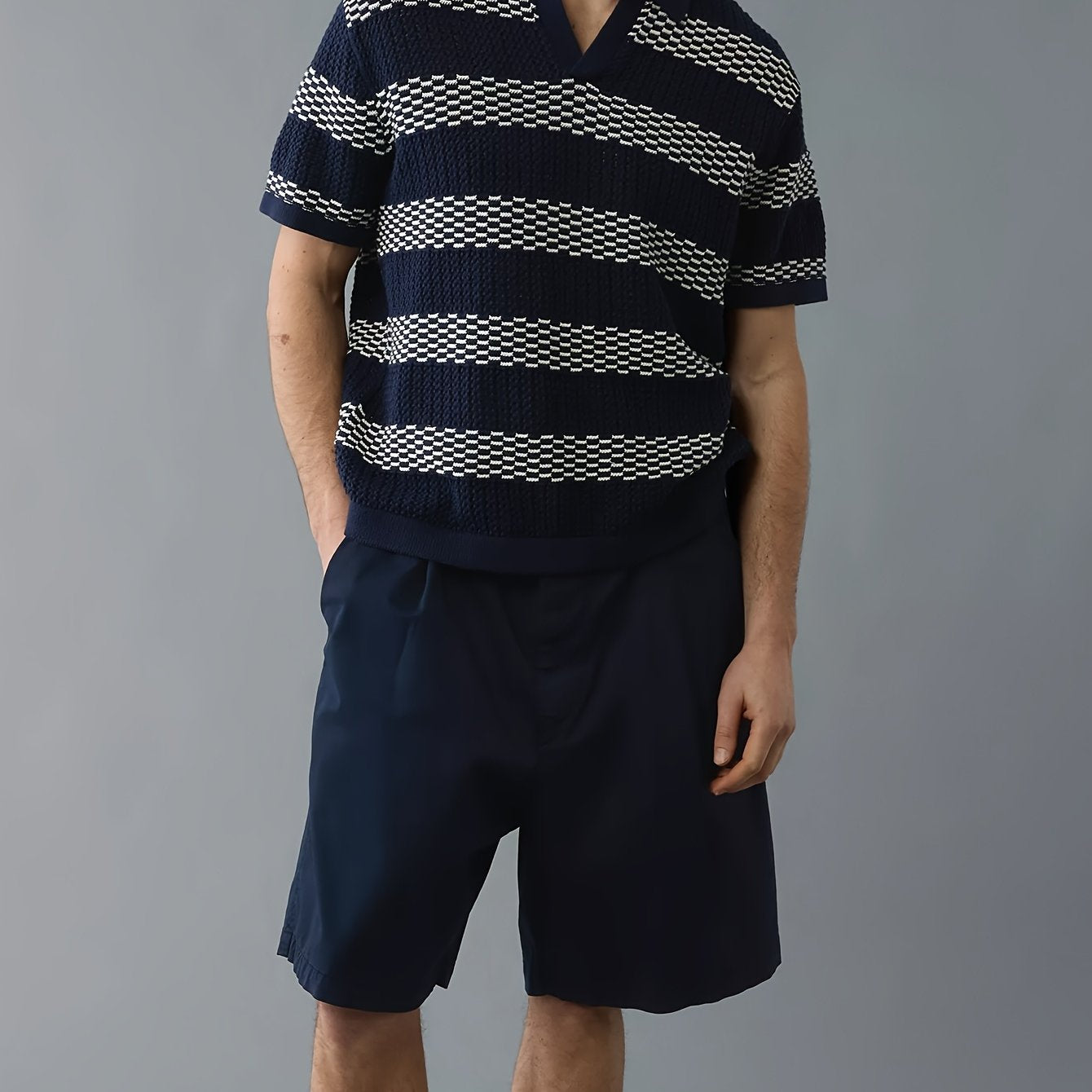 Men's Striped Collar Knit Sweater