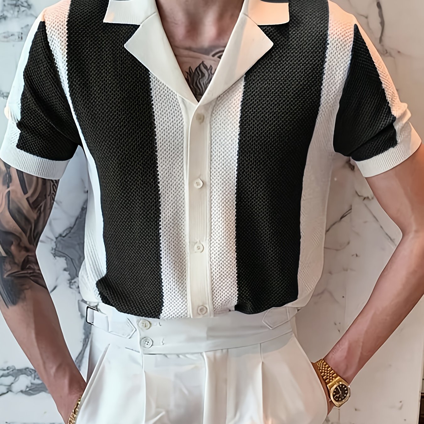 Men'S Casual Color Block Shirt