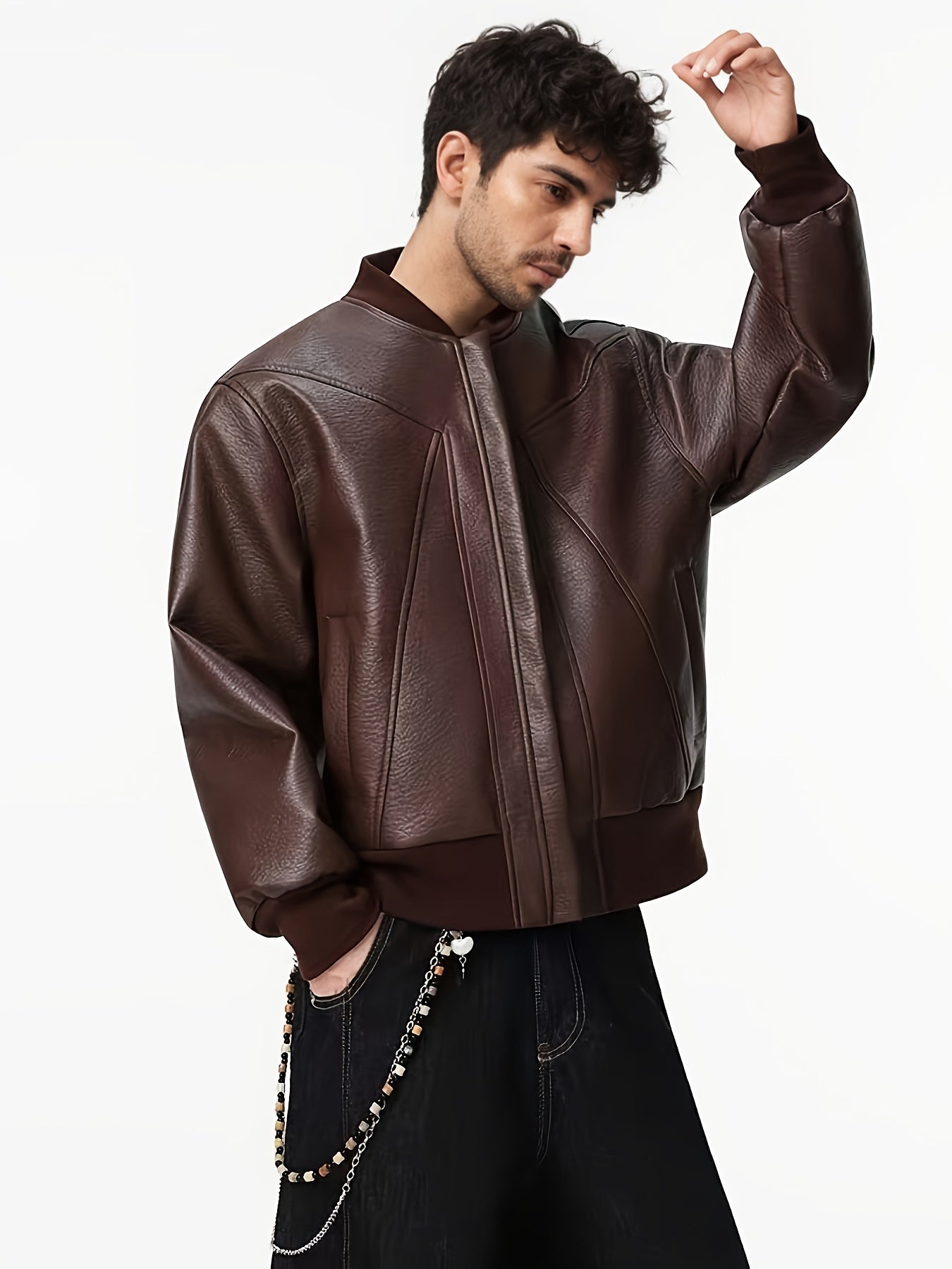 High-End Street Sport Casual Leather PU Jacket