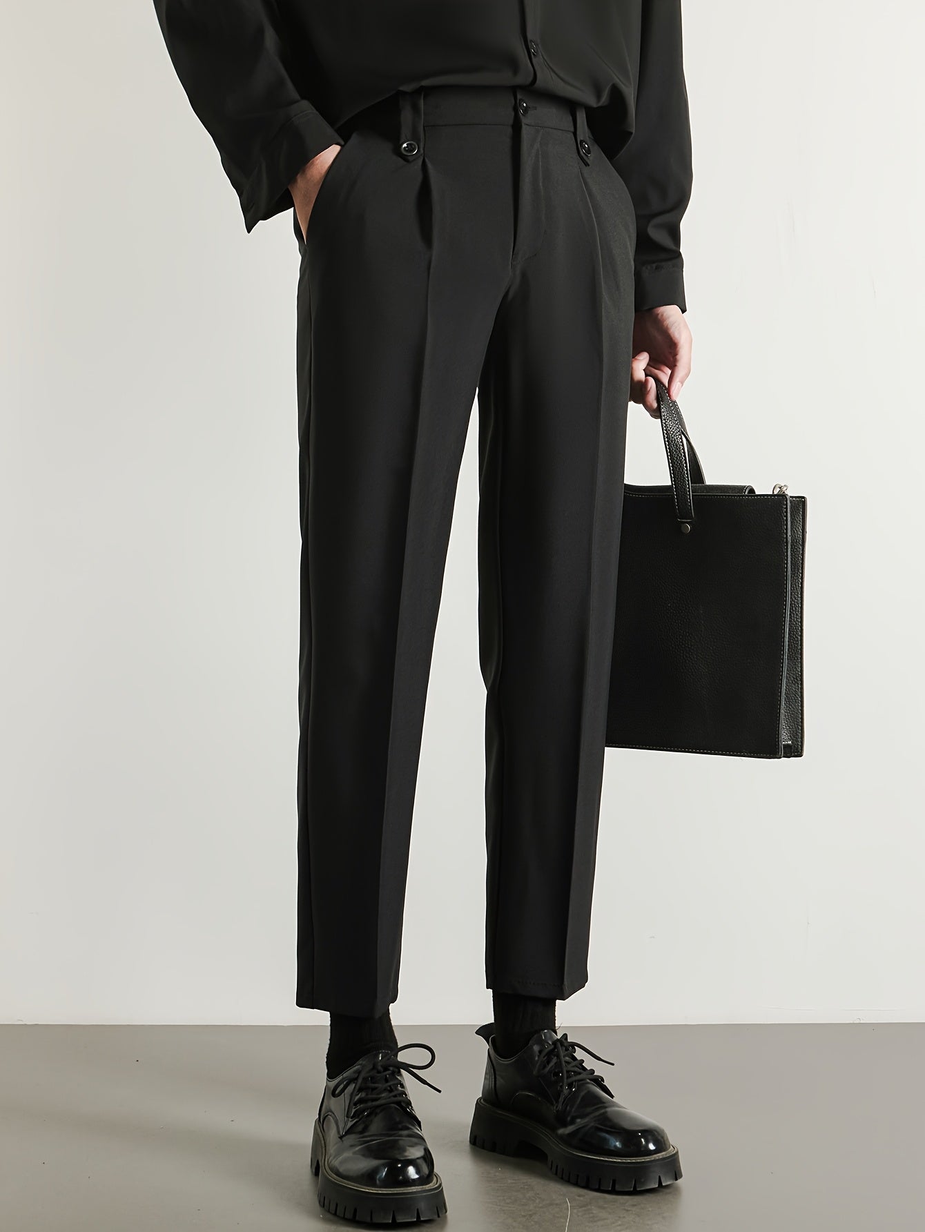 Men'S Classic Black A-Line Dress Pants