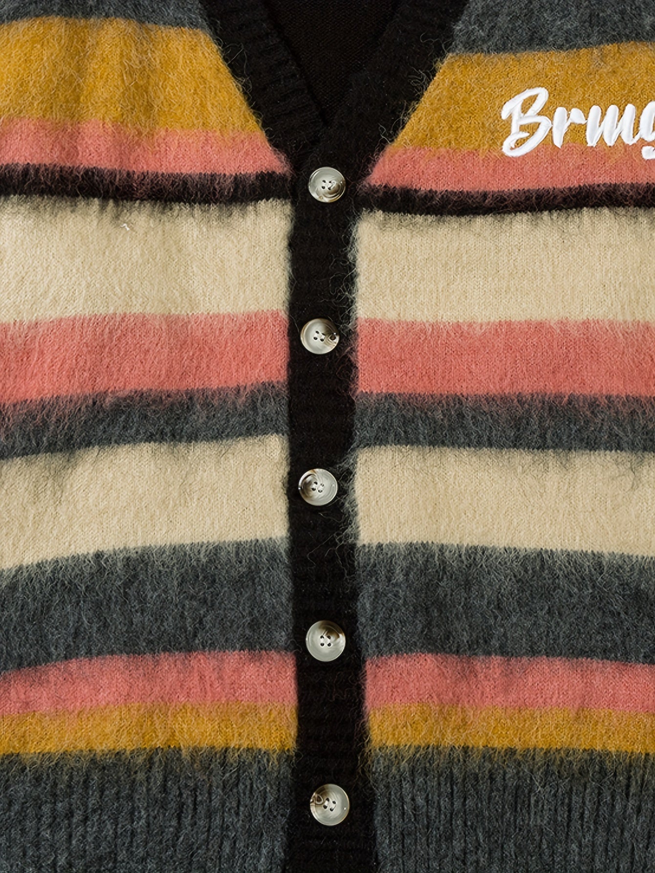 Men's Loose Color Block Striped Knitted Cardigan