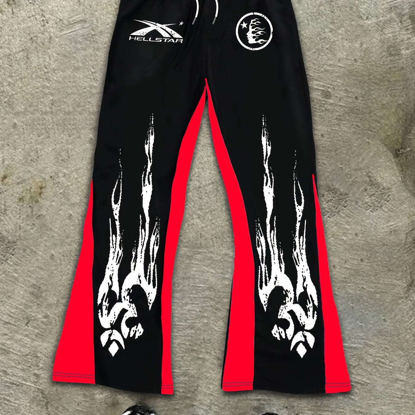 Flame Graphic Print Bell Bottom Pants