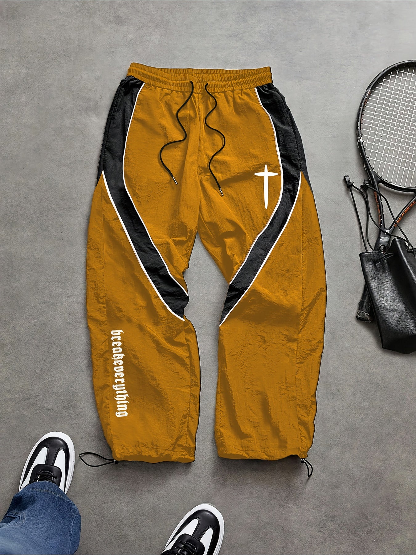 Patchwork Color-Block Striped Design Sports Pants