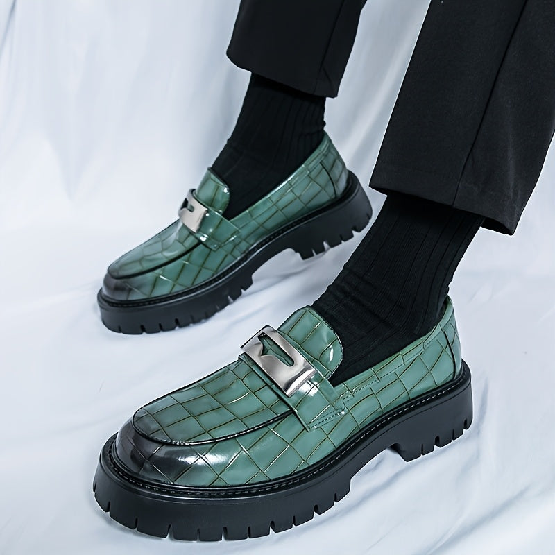 Men'S Crocodile Pattern Thick Sole Loafers