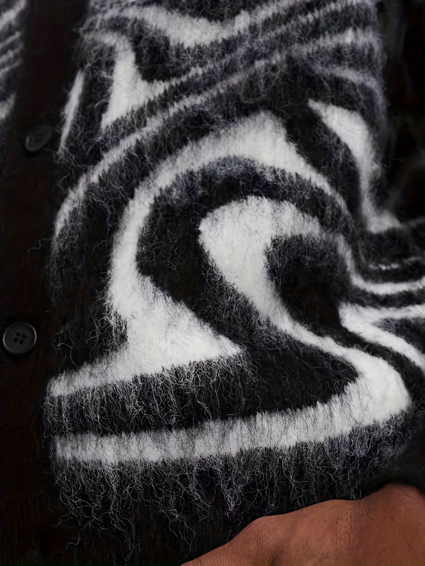 Zebra Pattern Knit Cardigan