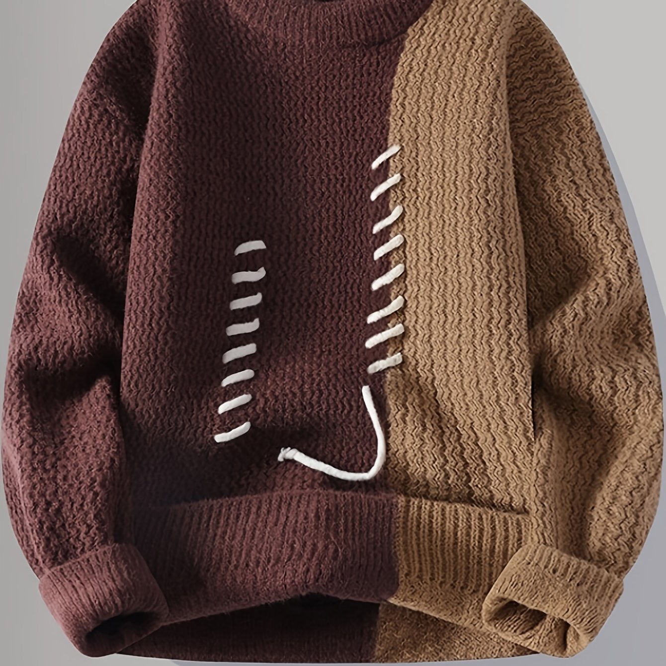 Men's Color-Block Cable Knit Sweater