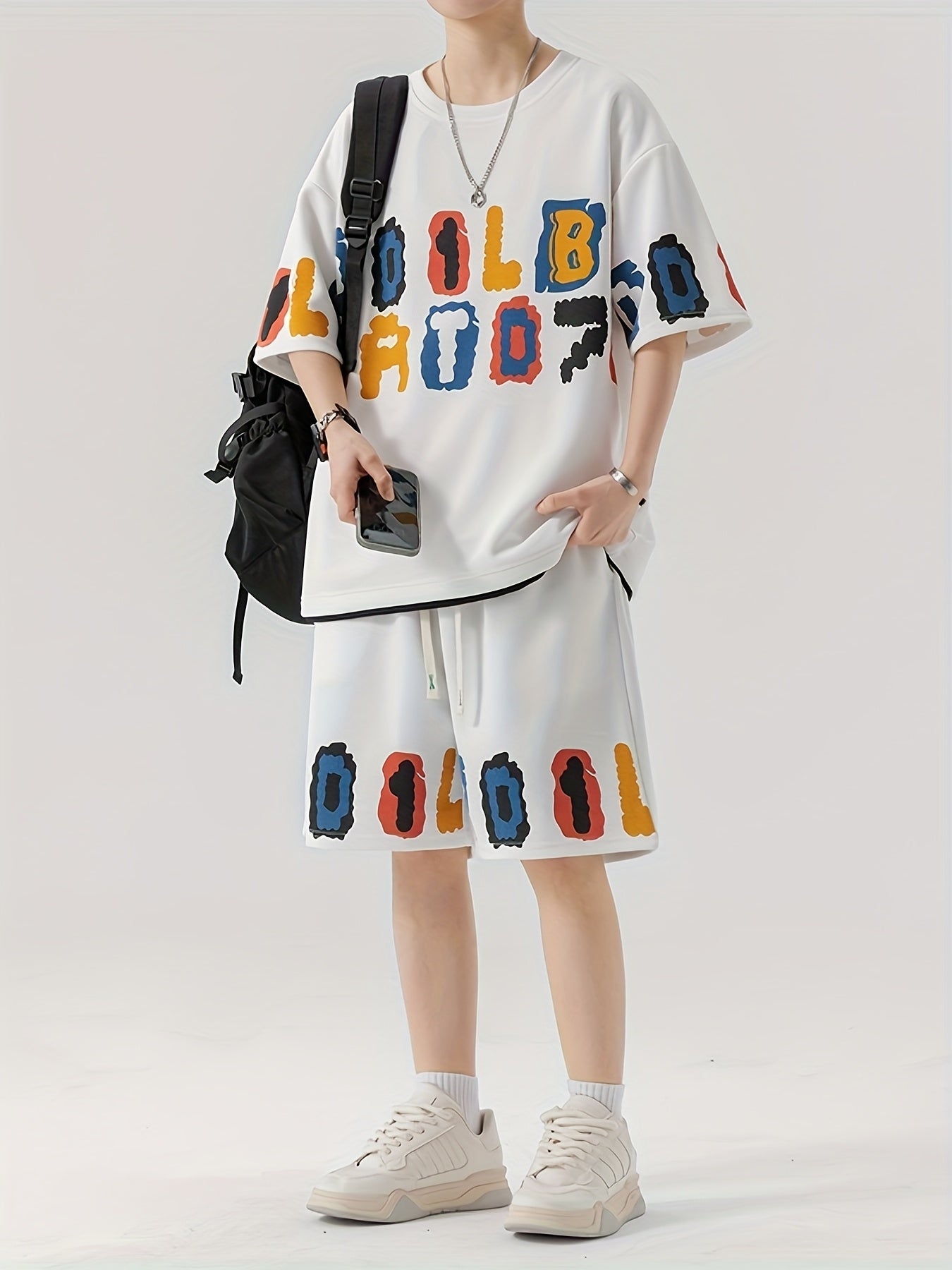 Short-sleeved T-shirt and pants suit for men