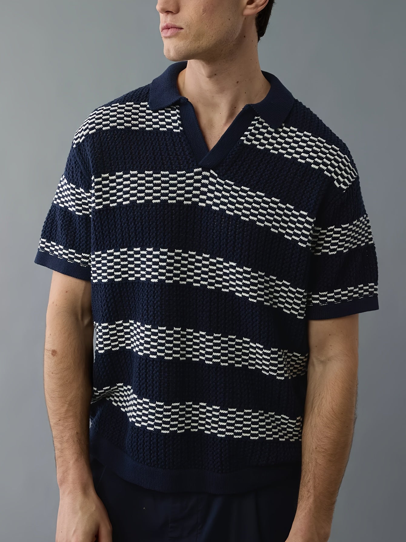 Men's Striped Collar Knit Sweater