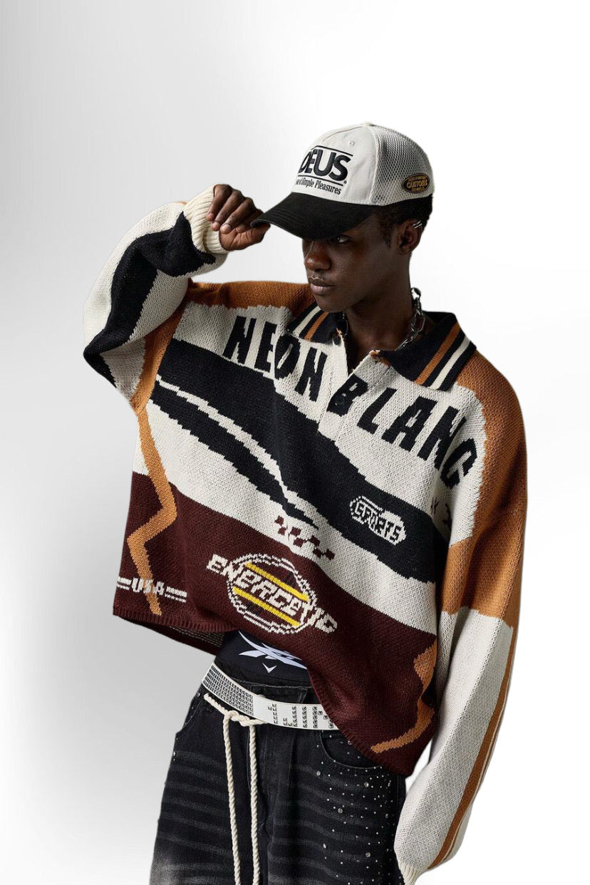 Men's Multi-Color Jacquard Knit Pullover Sweater