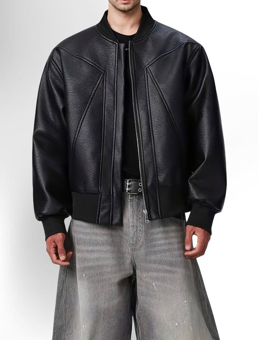 High-End Street Sport Casual Leather PU Jacket