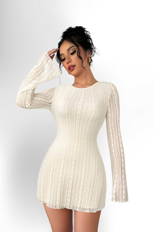 Elegant & Sexy Backless Lace Long Sleeve A-Line Dress