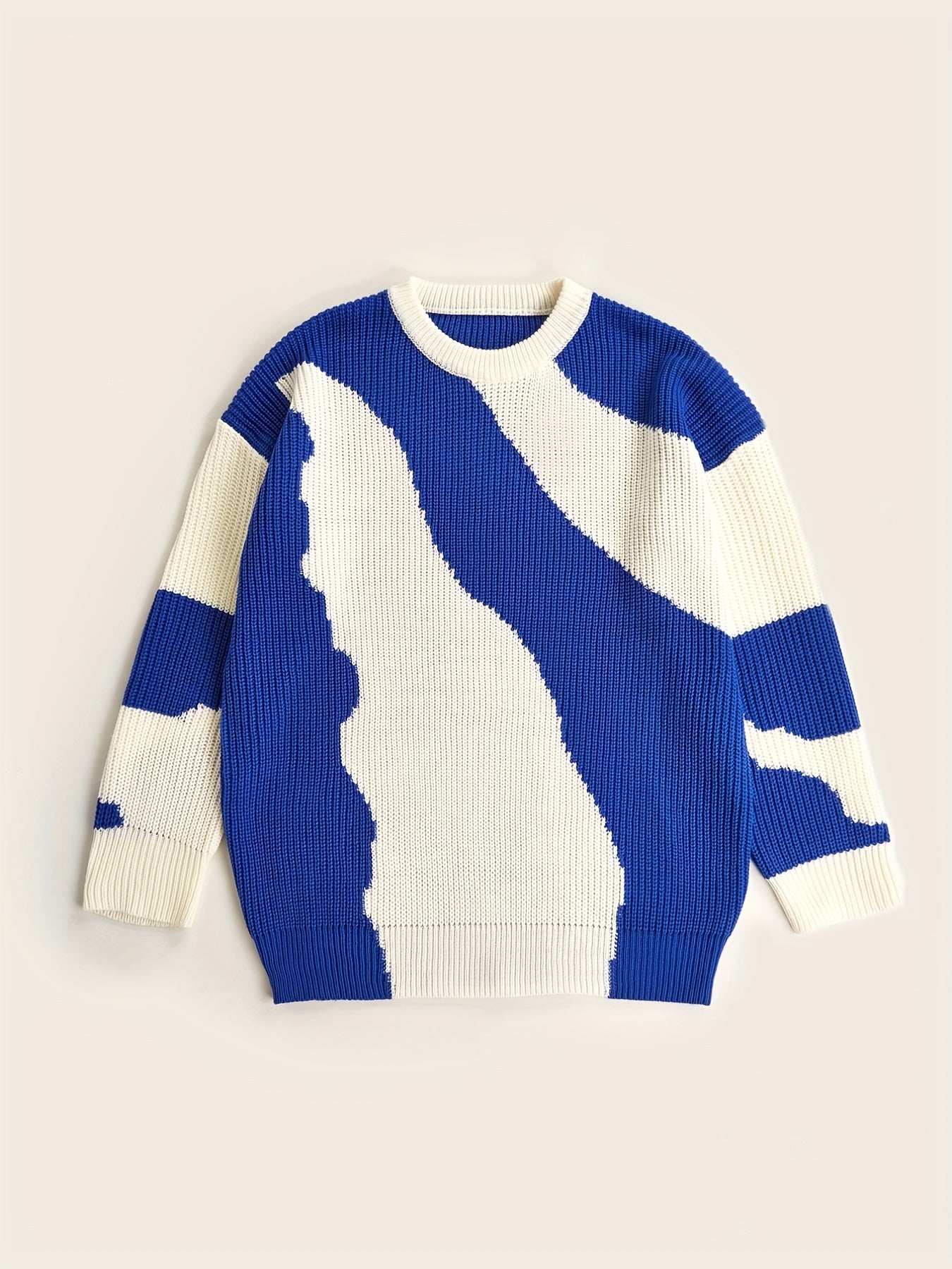 Men's Casual Striped Round Neck Sweater
