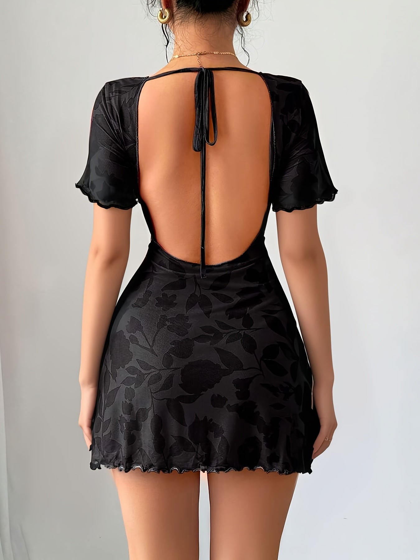 Women's Elegant Floral Print Bodycon Mini Dress