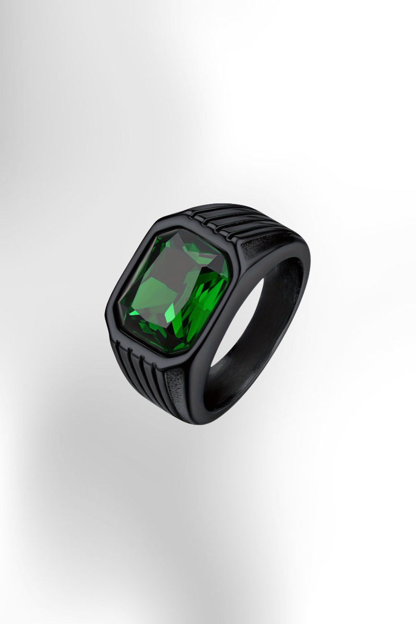 1pc Retro Octagonal Ring with Color Stone