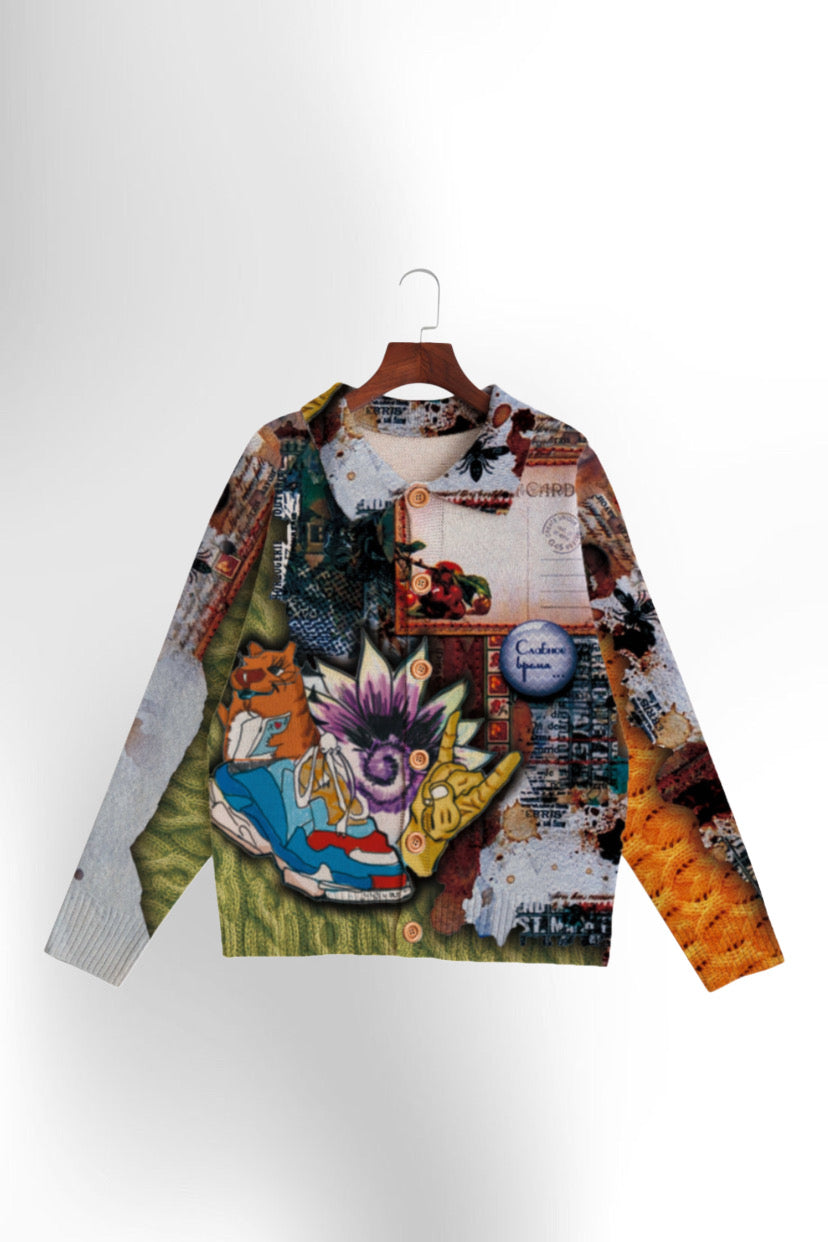 Men's Printed Sweater Cardigan