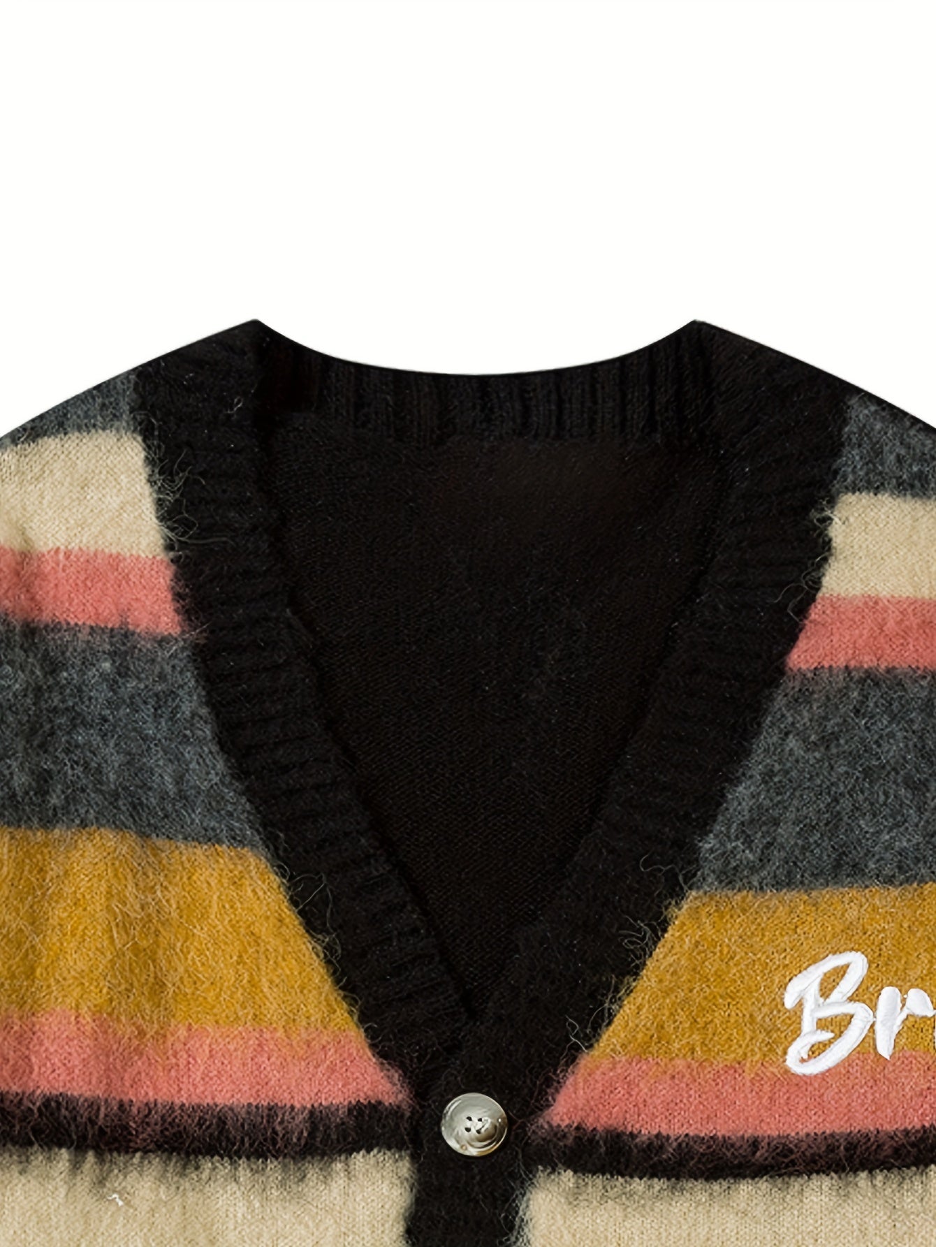 Men's Loose Color Block Striped Knitted Cardigan