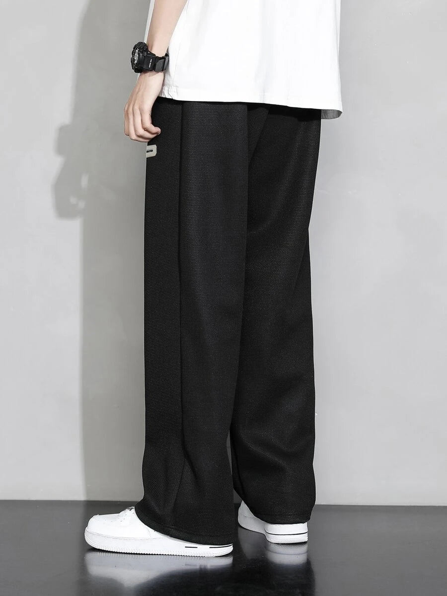 Men's Casual Waffle Knit Simple Straight Leg Pants