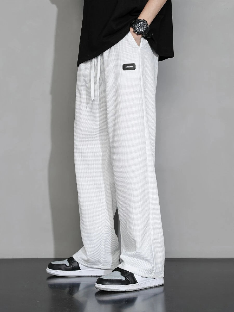 Men's Casual Waffle Knit Simple Straight Leg Pants