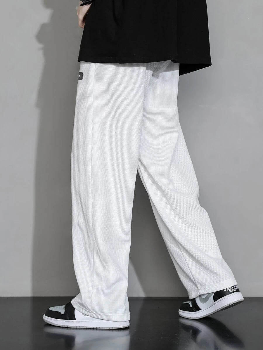 Men's Casual Waffle Knit Simple Straight Leg Pants