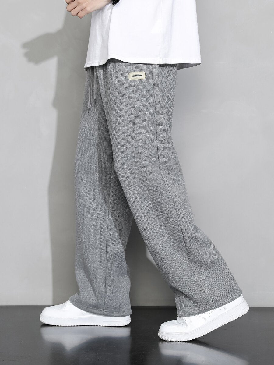 Men's Casual Waffle Knit Simple Straight Leg Pants