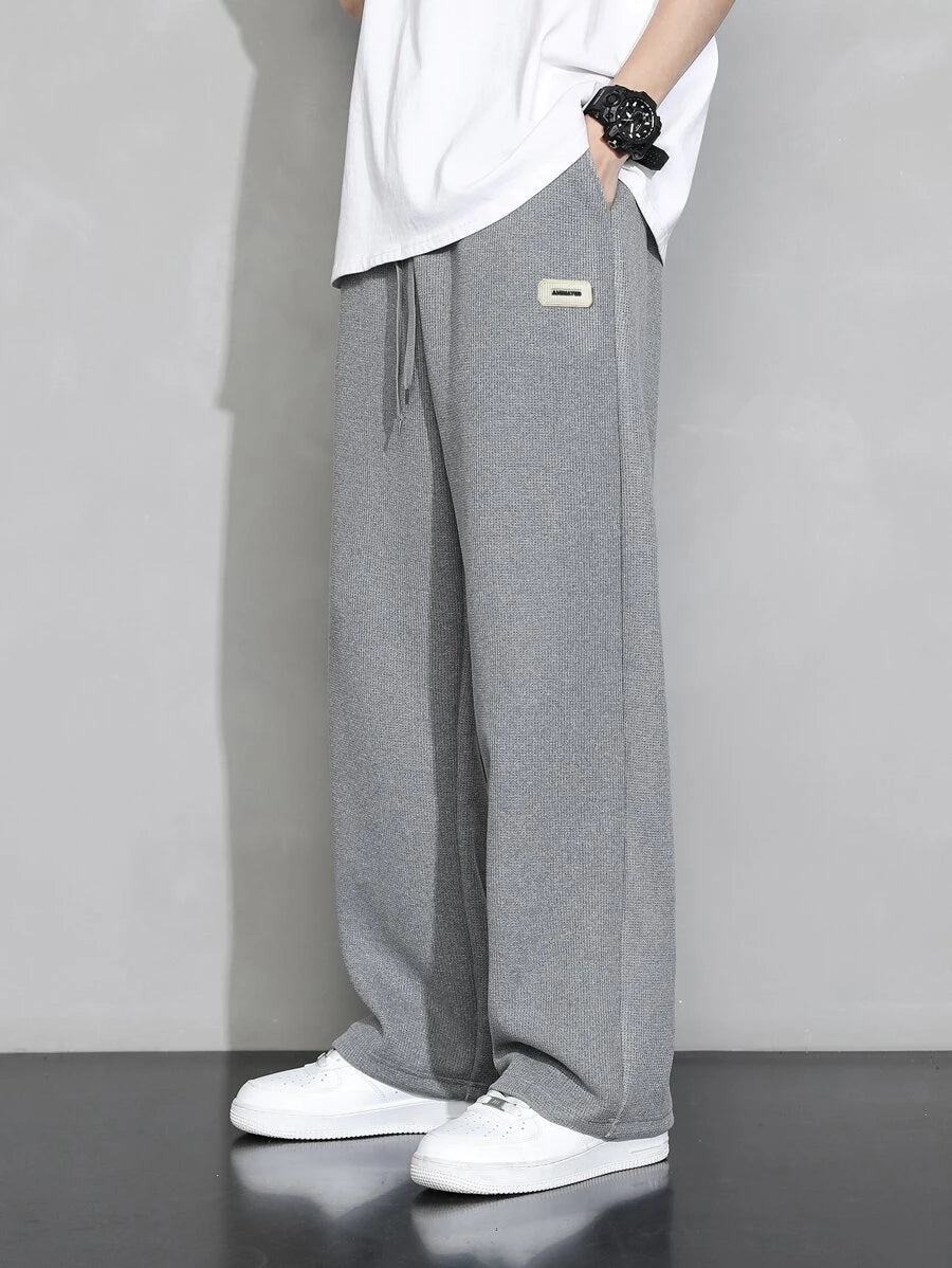 Men's Casual Waffle Knit Simple Straight Leg Pants