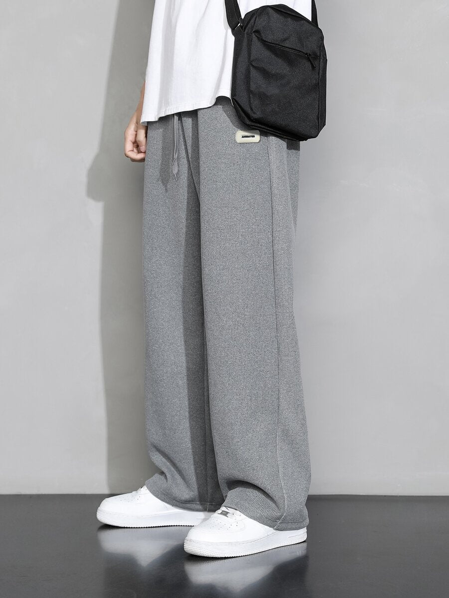 Men's Casual Waffle Knit Simple Straight Leg Pants