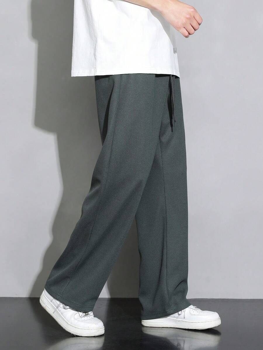 Men's Casual Waffle Knit Simple Straight Leg Pants