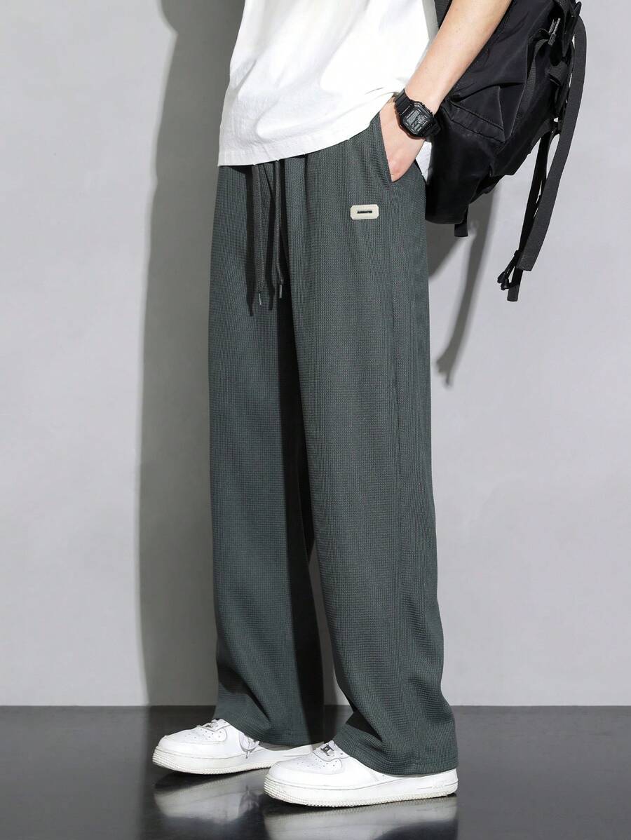 Men's Casual Waffle Knit Simple Straight Leg Pants
