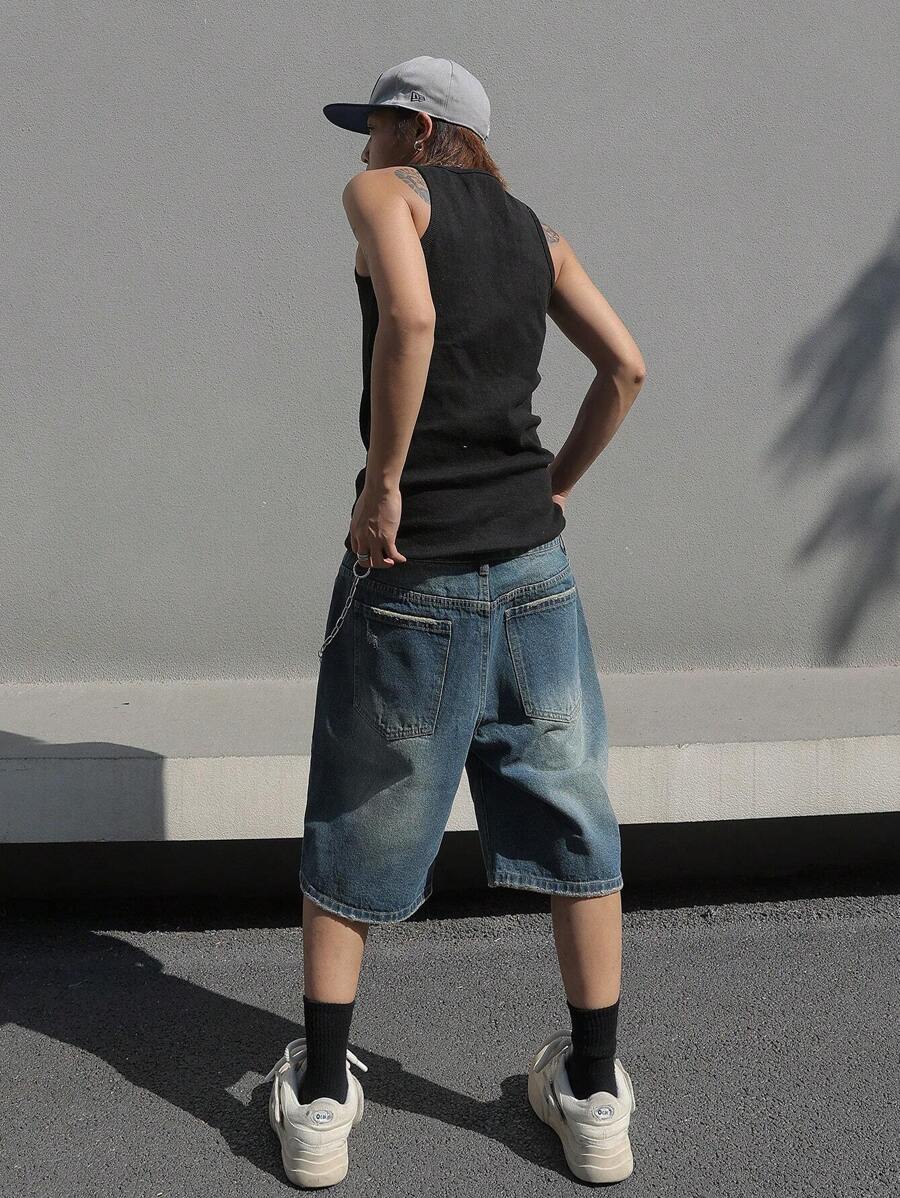 Men's Solid Color Simple Daily Wear Denim Shorts Jorts