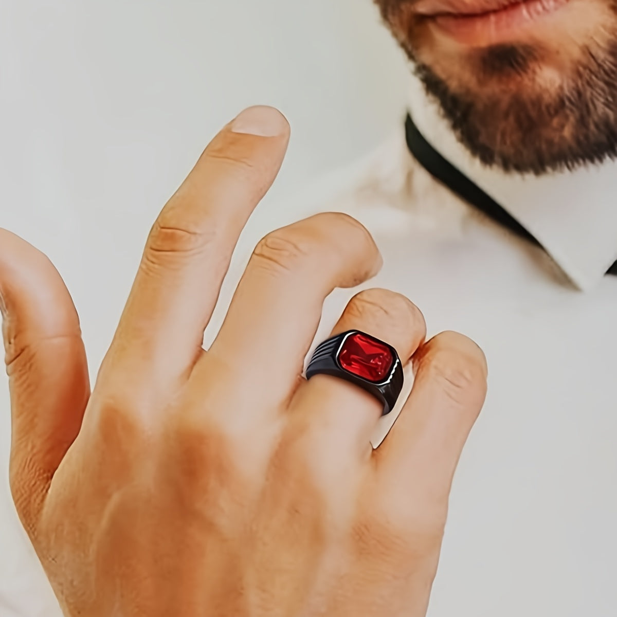 1pc Retro Octagonal Ring with Color Stone