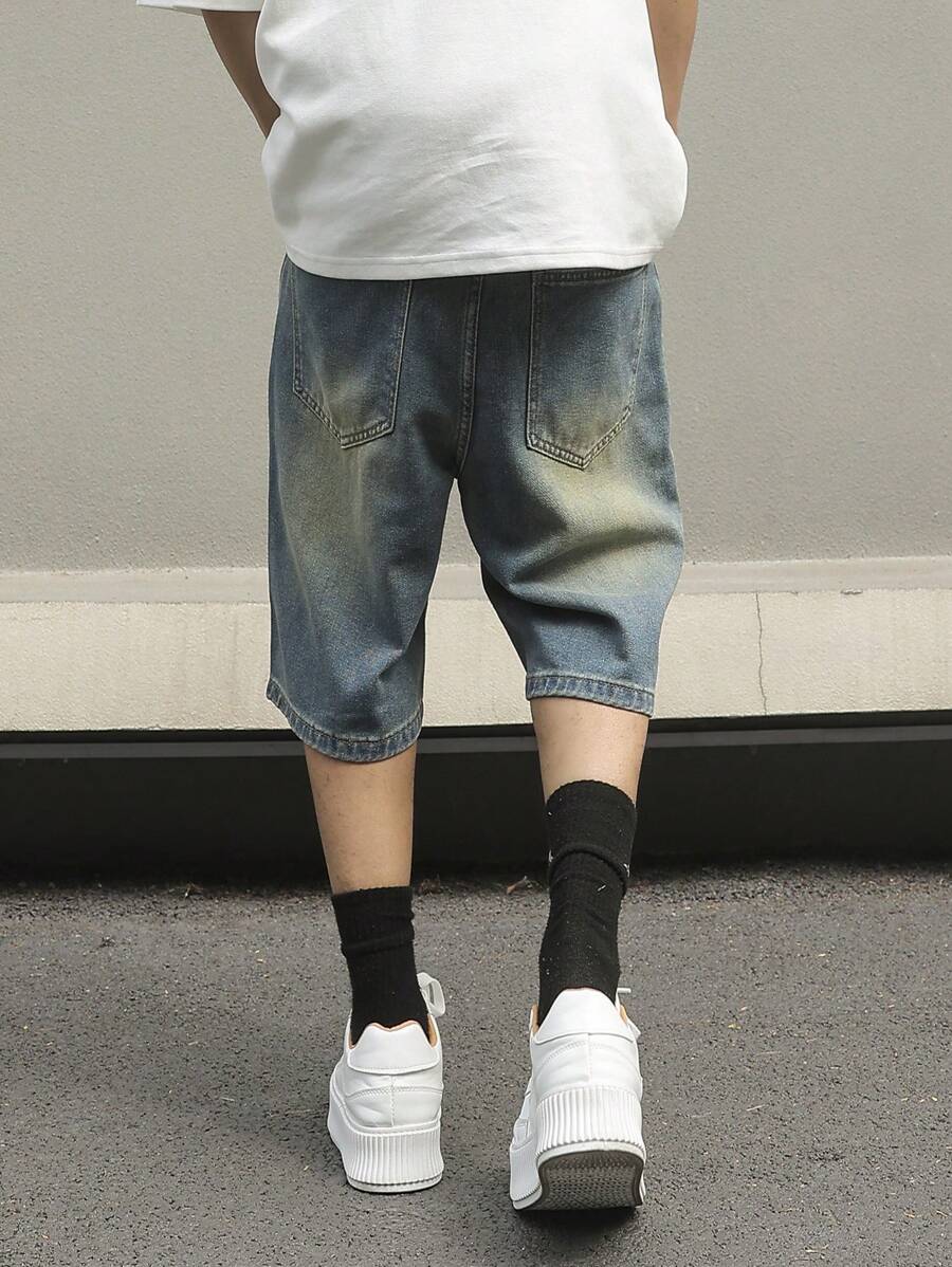 Men's Distressed Baggy Denim Shorts