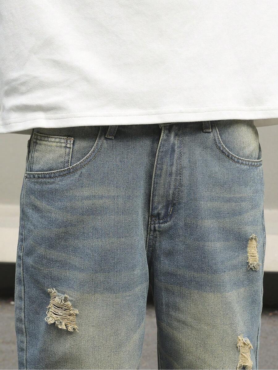 Men's Distressed Baggy Denim Shorts