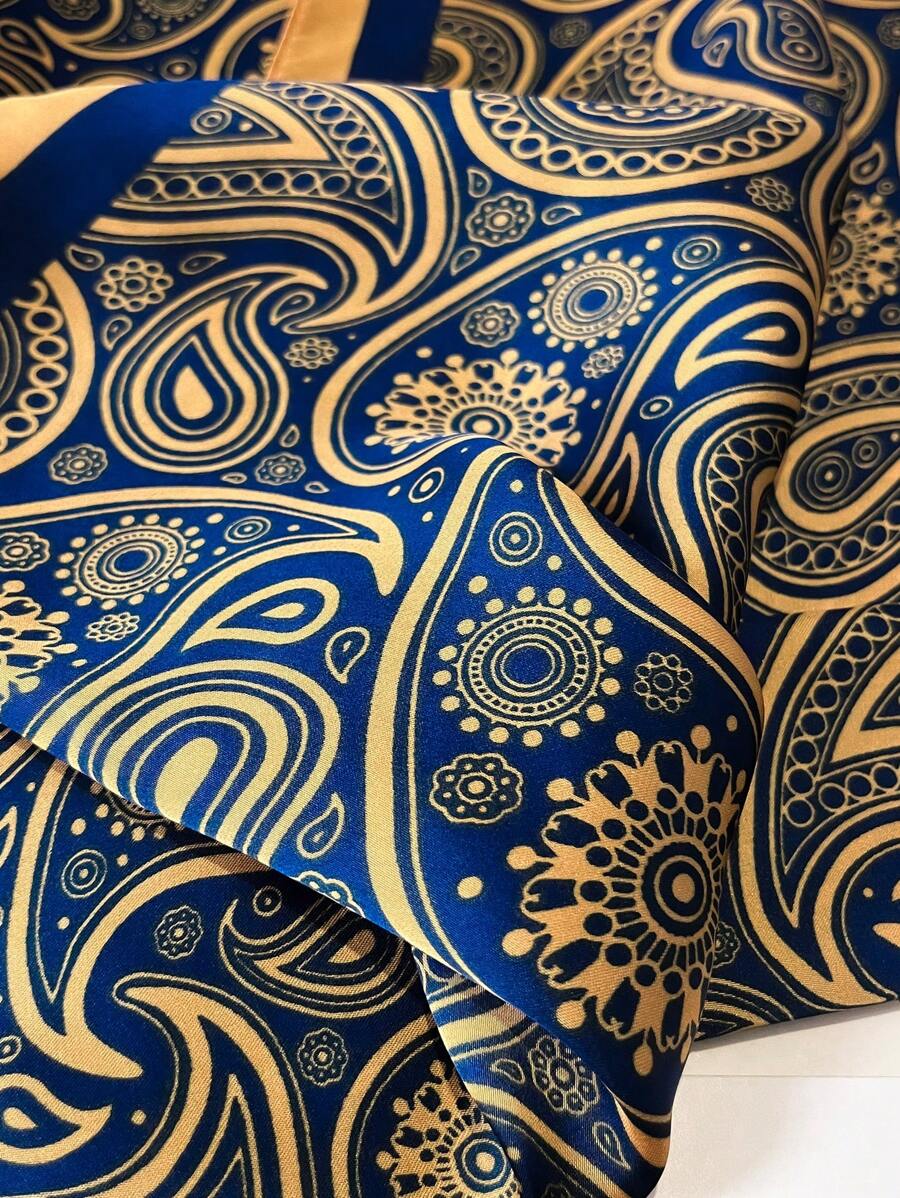 1pc Paisley Printed 70cm Faux Silk Square Scarf/Bandana