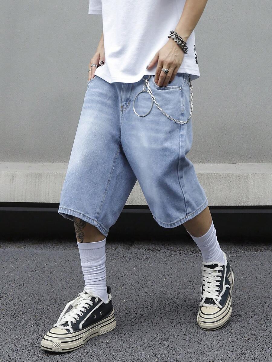 Men's Solid Color Simple Daily Wear Denim Shorts Jorts