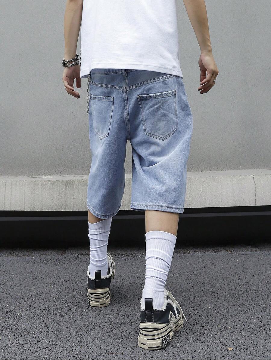 Men's Solid Color Simple Daily Wear Denim Shorts Jorts
