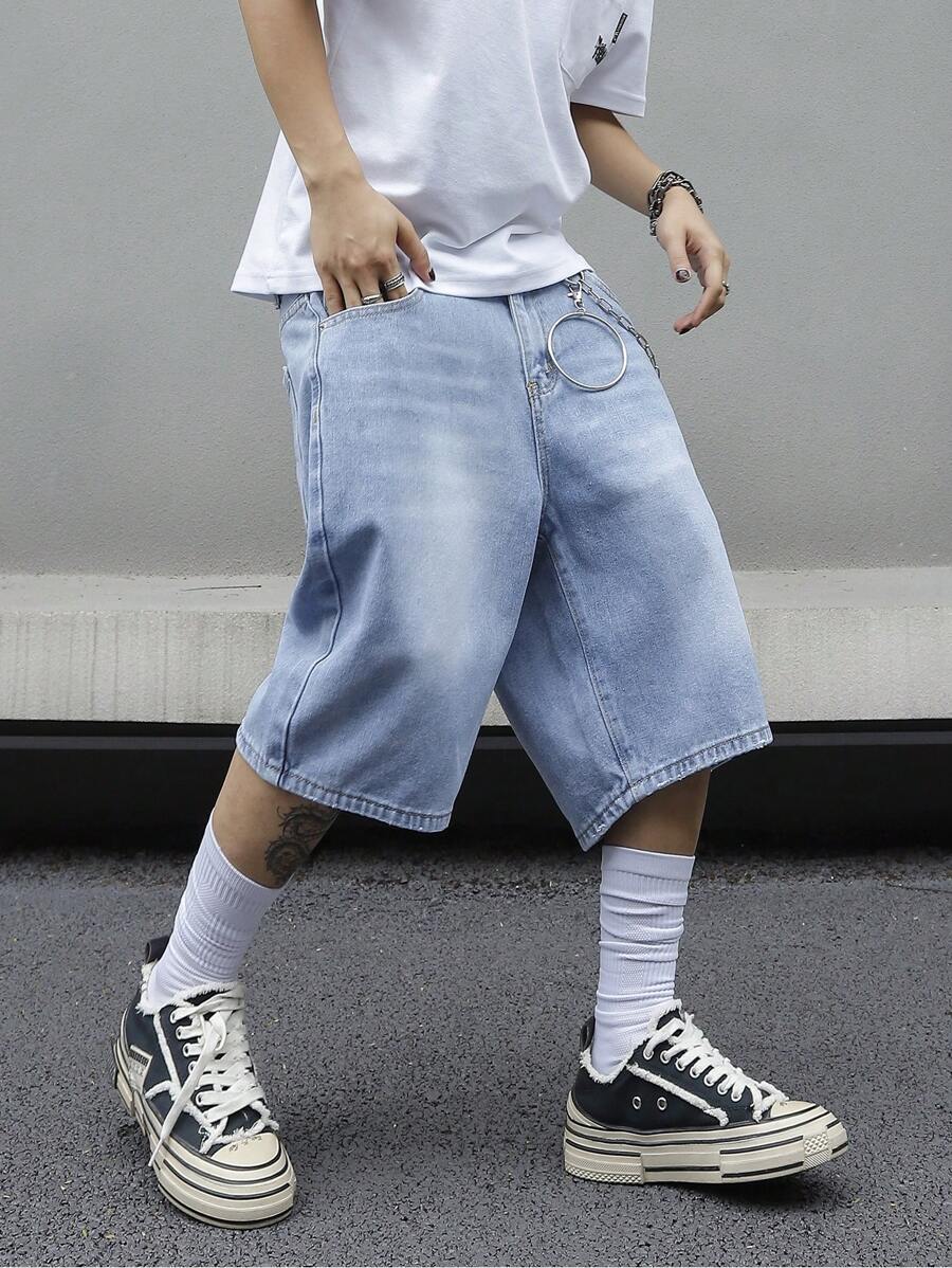 Men's Solid Color Simple Daily Wear Denim Shorts Jorts