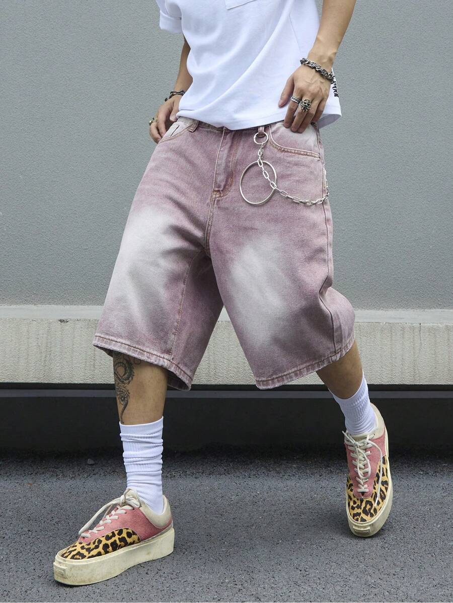 Men's Solid Color Simple Daily Wear Denim Shorts Jorts