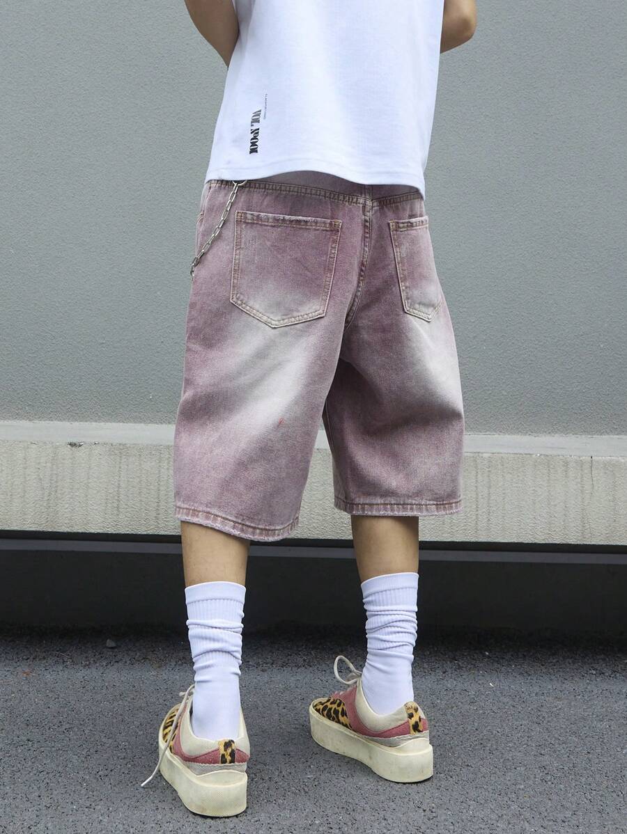 Men's Solid Color Simple Daily Wear Denim Shorts Jorts