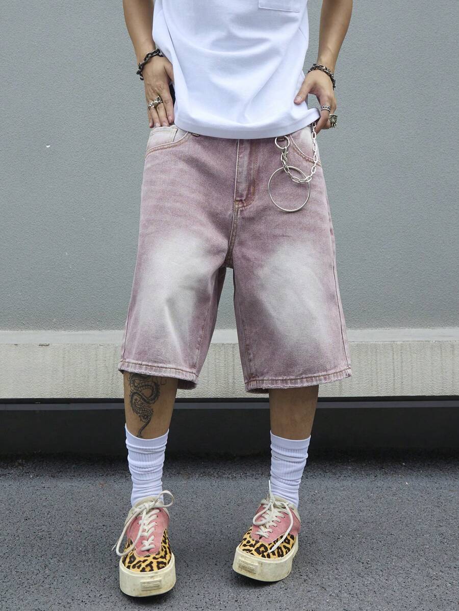 Men's Solid Color Simple Daily Wear Denim Shorts Jorts