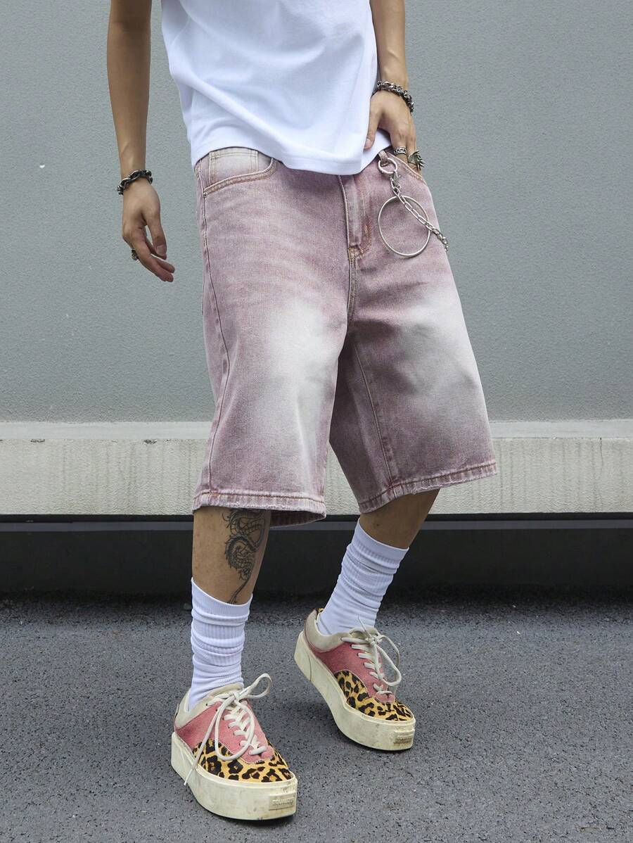 Men's Solid Color Simple Daily Wear Denim Shorts Jorts