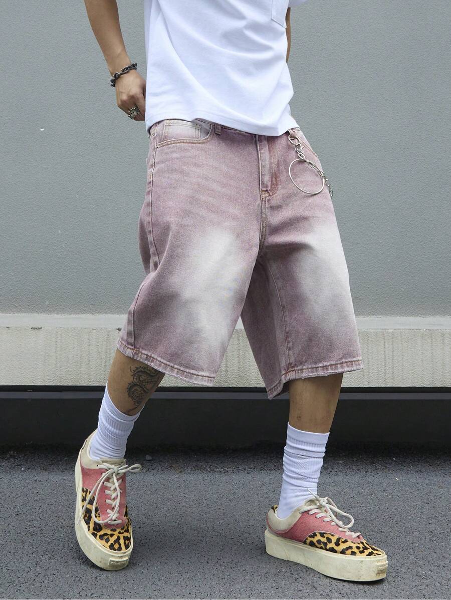 Men's Solid Color Simple Daily Wear Denim Shorts Jorts