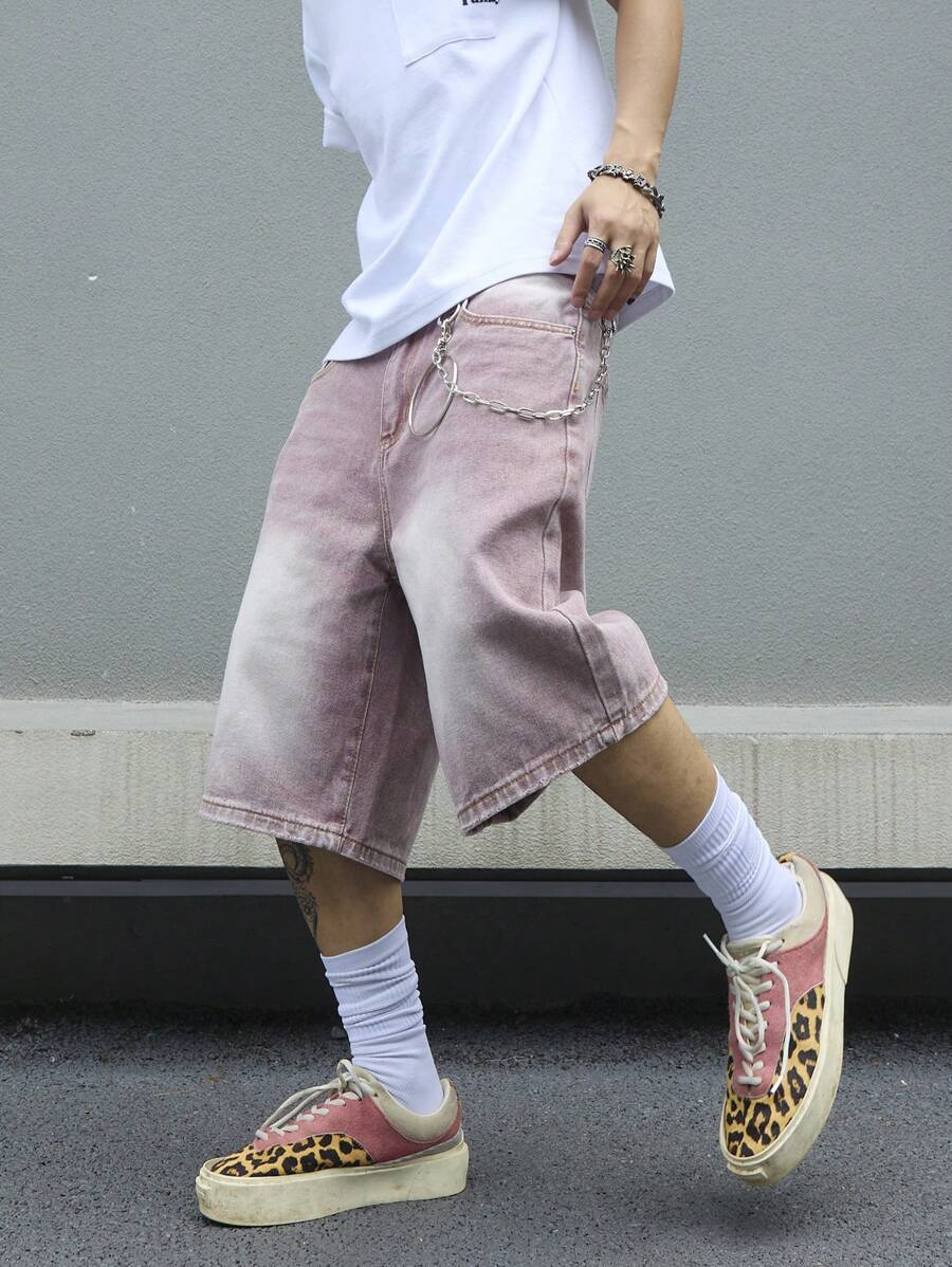 Men's Solid Color Simple Daily Wear Denim Shorts Jorts