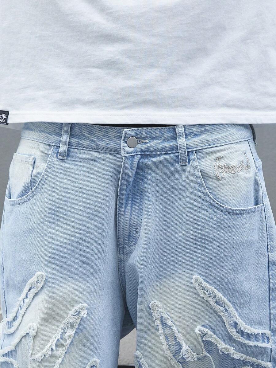 Men's Patchwork Wide Leg Loose Casual Jeans