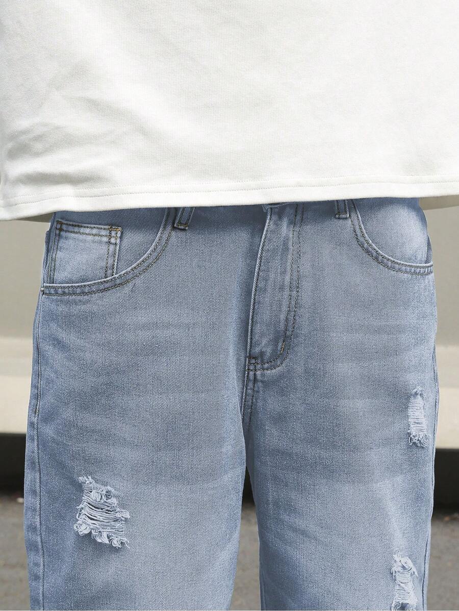Men's Distressed Baggy Denim Shorts