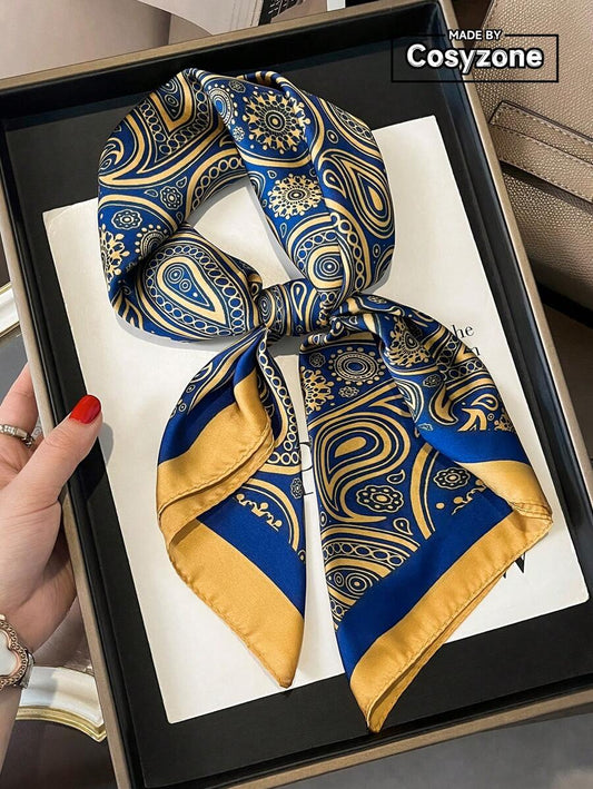 1pc Paisley Printed 70cm Faux Silk Square Scarf/Bandana