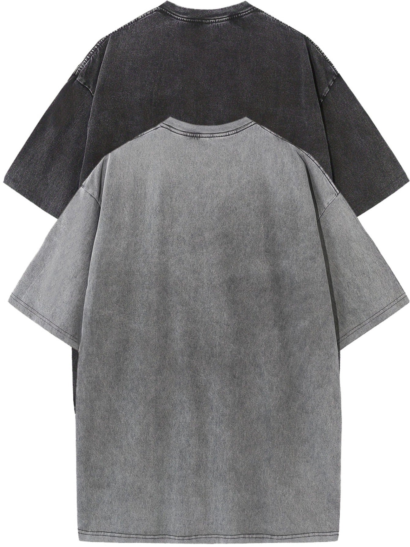 2pcs Men'S Heavyweight 100% T-Shirts - Relaxed Fit Drop Shoulder Short Sleeve Round Neck Tee